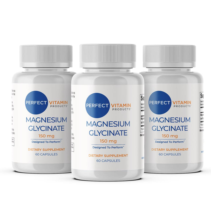 Magnesium Glycinate 150mg (60 Capsules, 3 Pack) | High Absorption Magnesium Supplement for Sleep, Stress & Muscle | Chelated, Gentle on Stomach | Vegan Capsules, Non-GMO