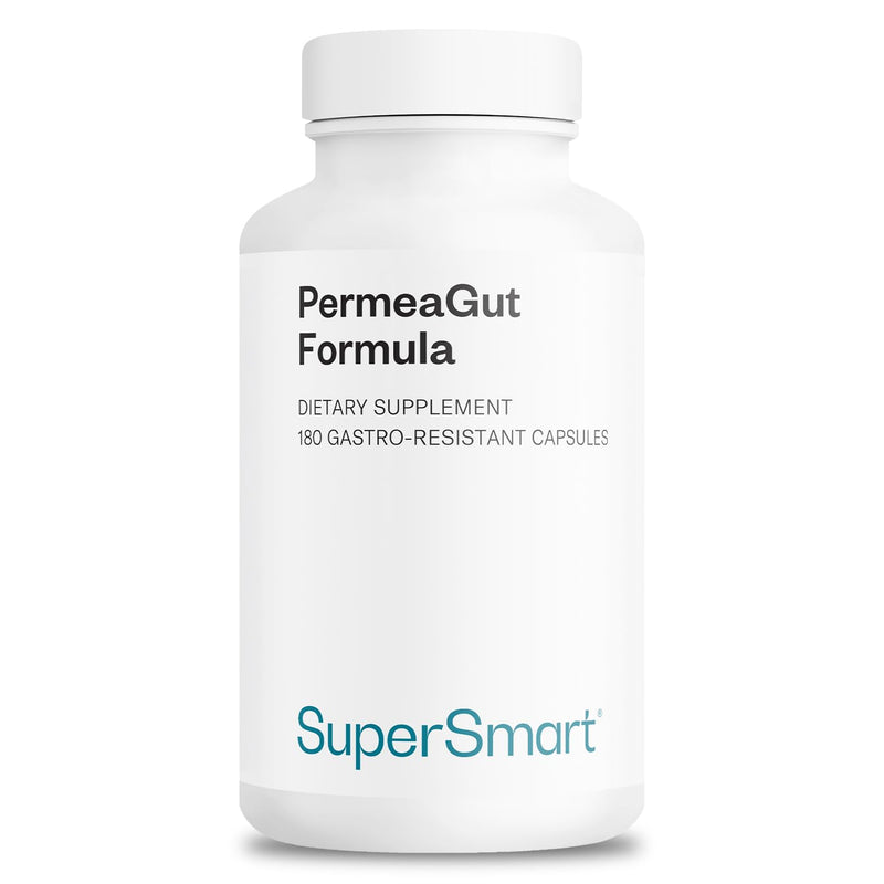 Supersmart PermeaGut Formula (High Potency) - with L-Glutamine, ButiShield Calcium Butyrate, Zinc-L-Carnosine - Gut Barrier Support | Vegan & Gluten Free - 180 Gastro-Resistant Capsules