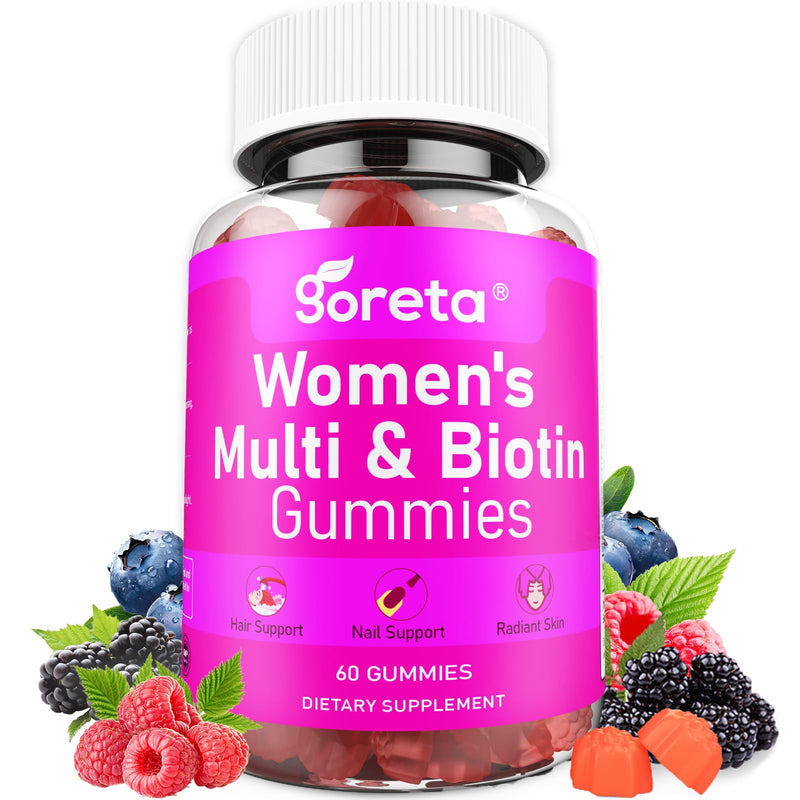 Women’s Multivitamin Gummies with Biotin - 15 Key Nutrients, Sugar-Free Mixed Berry, Pectin-Based, 60 Count