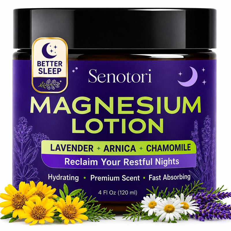 Magnesium Lotion for Sleep with Arnica, Lavender & Chamomile - 4Oz | Nighttime Magnesium Cream for Muscle, Leg, Foot Lotion, Relaxation Gifts for Women, Birthday Gifts for Women, Fast Absorbing 4 Fl Oz (Pack of 1)