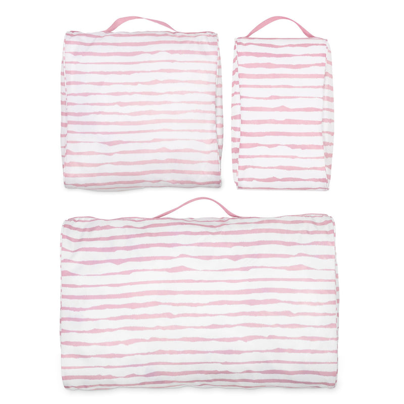 kate spade new york Packing Cube Set of 3, Goddess Stripe | Pack of Luggage Organizers in 3 Sizes with Mesh Windows, Zipper Closures, and Carry Handles for Travel