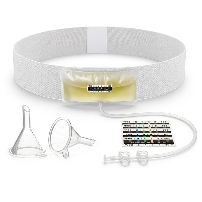 Urine Test Complete Kit – Concealed Urine Belt with 4oz Capacity Urine Sample Bag,Urine Test for Home with Thermometer Stickers and Silicone Funnel (Large)