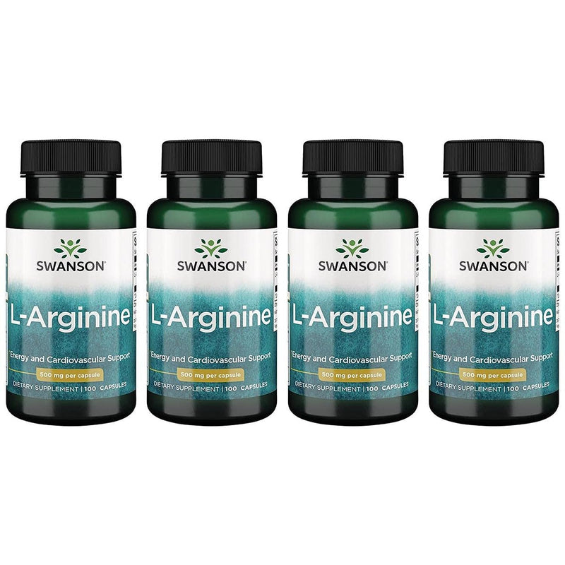 Swanson Amino Acid L-Arginine 500 Milligrams 100 Capsules (4 Pack) 100 Count (Pack of 4)