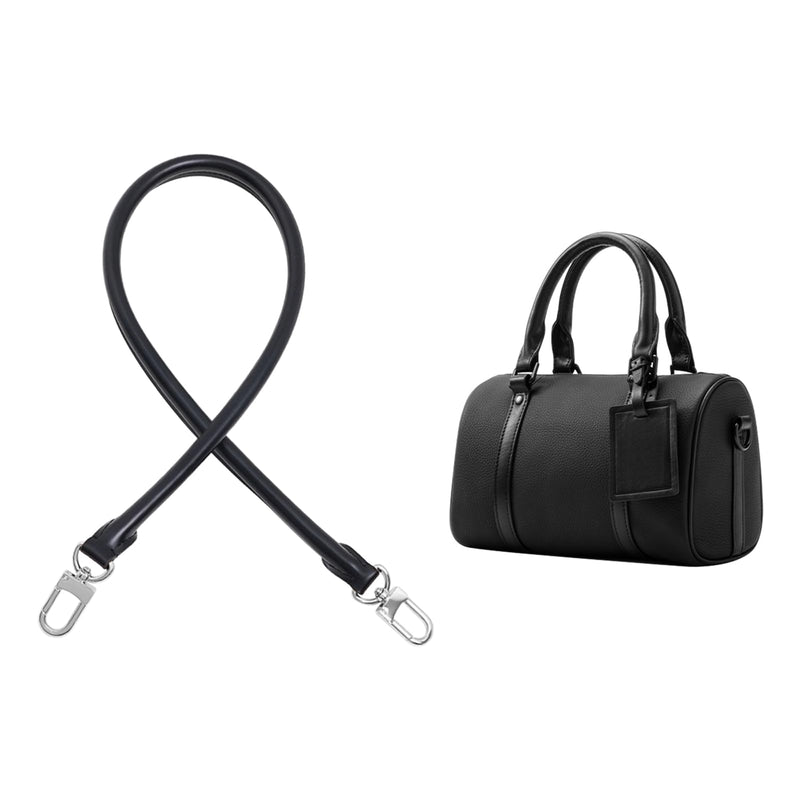 Bag Genuine Vachetta Leather Shoulder Short Strap Replacement Fit for Graceful Damier or Speedy 25 30 35 Handbag Straps（Length:27.5in-Black Silver Buckles Length:27.5in-black Silver