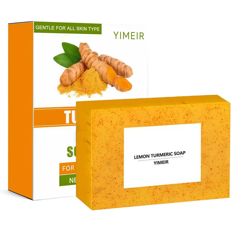 Turmeric Soap Bar - Handmade Lemon & Ginger Soap Bar, 100% Natural Brightening for Dull Skin, Antioxidant Face & Body Soap, Outdoor Home Use, Fit All Skin Type 4.1 oz Turmeric