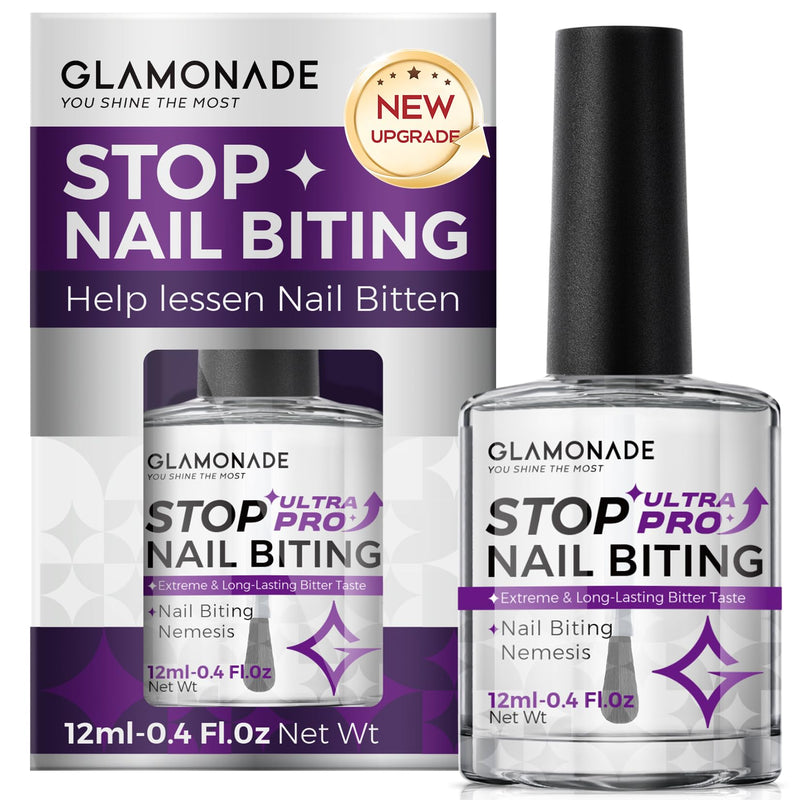 Glamonade Stop Nail Biting Polish Extra Strength Formula Upgraded Bitterness Effective Anti-Biting Treatment for Adults Kids Bitter Nail Deterrent to End Thumb Sucking Water Resistant & Long Lasting 0.5 Count (Pack of 1)