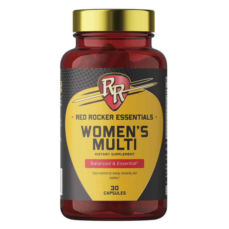 Red Rocker Essentials Women's Multi - Methylated B12 & Folate with Hyaluronic Acid, Silica & 5000 IU D3 - Beauty, Energy & Hormone Support - Once Daily - 30 Capsules