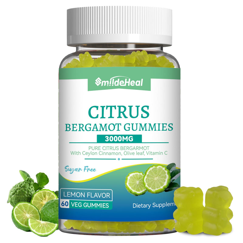 Citrus Bergamot Gummies 3000mg, Cholesterol Gummies, 60 Count | Bergamot Supplement for High Cholesterol, Cholesterol Lowering Supplement for Heart, Immune System & Anti-Aging, Sugar Free 1