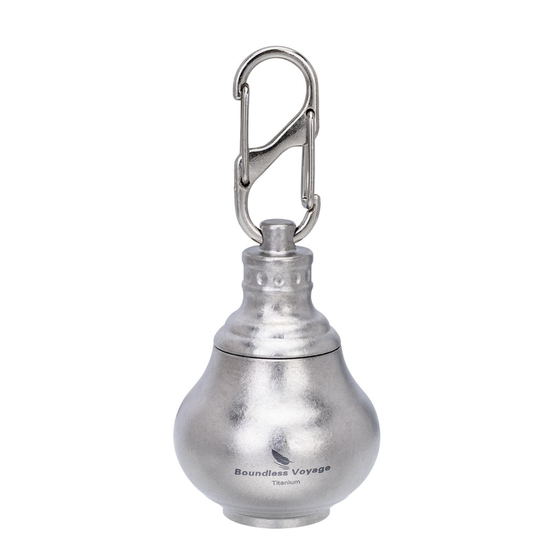 iBasingo Titanium Mini Pill Bottle Keychain Ultralight Waterproof Portable Medicine & Vitamin Storage Case for Outdoor Travel Emergency Metal Gourd Design (32.5g) Ti9006O (Silver) Silver