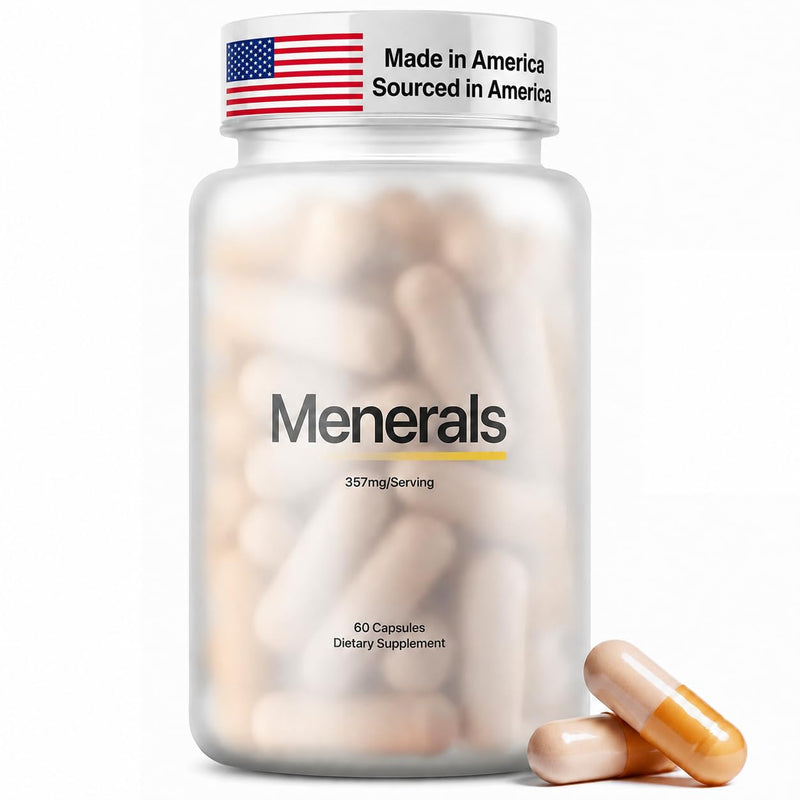 Menerals Mens Multivitamin, Trace Mineral Supplement with Fulvic Acid 60Ct | Testosterone - Natural All-in-One Men's Mineral Formula; Pairs Trace Minerals with Fulvic Acid; 60-Count Bottle 60 Count (Pack of 1)