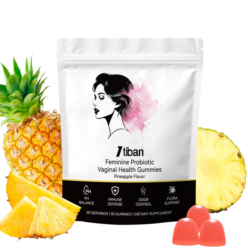 Feminine pH Balance Gummies, Vaginal Probiotics, Pineapple Gummy for Women, Healthy Odor, Flora and Immune Support, Vegan Hawaiian Pineapple, 60 Count 60 Count (Pack of 1)