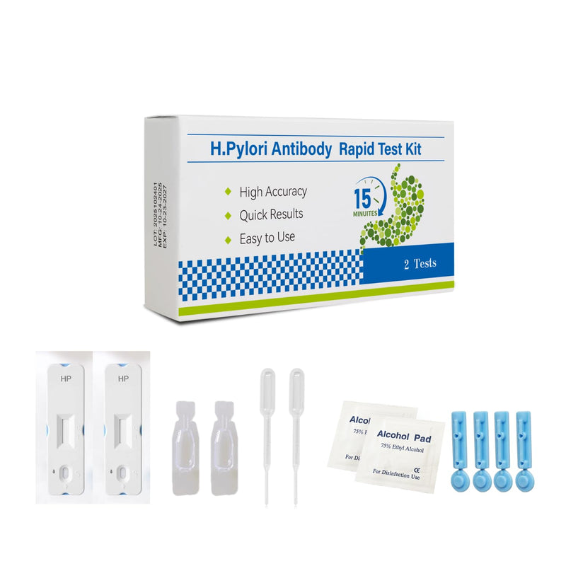 H Pylori Test Kit, 2 PCS H Pylori Self Test for Home Use, 99.9% High Accuracy, Easy to Use, Fast Results in 10-15 Minutes