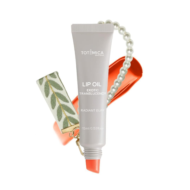 TOTEMICA Lip Oil, Non-Sticky, Shea Butter, Jojoba | Radiant Buff with Charm | Inspired by Ana Patricia, luminous translucent tint, weightless, top coat for lip liners Lip + Charm