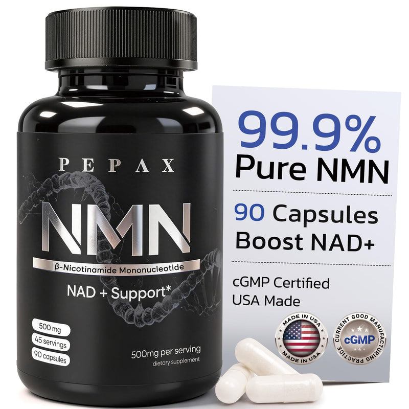 NMN Supplement 500mg - 99% Pure NMN Capsules, 3rd Party Tested High Purity NAD Supplement for Healthy NAD+ Levels & Healthy Aging - 90 Capsules (45 Servings), Made in USA