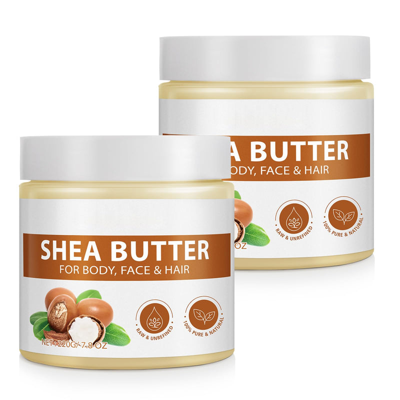 Shea Butter Raw, 2 Pack Shea Butter for Face & Body with Vitamin A,and F, Hand Cream, Long-Lasting Hydration & Deeply Moisturizing for Dry & Cracked Skin, SkinCare, Keeps Skin Healthy 7.8 Ounce (Pack of 2)