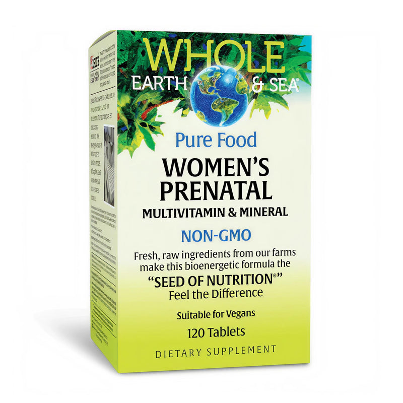 Natural Factors Whole Earth & Sea, Women's Prenatal Multivitamin and Mineral, Whole Food Supplement, Vegan, 120 Tablets 120 Count (Pack of 1)