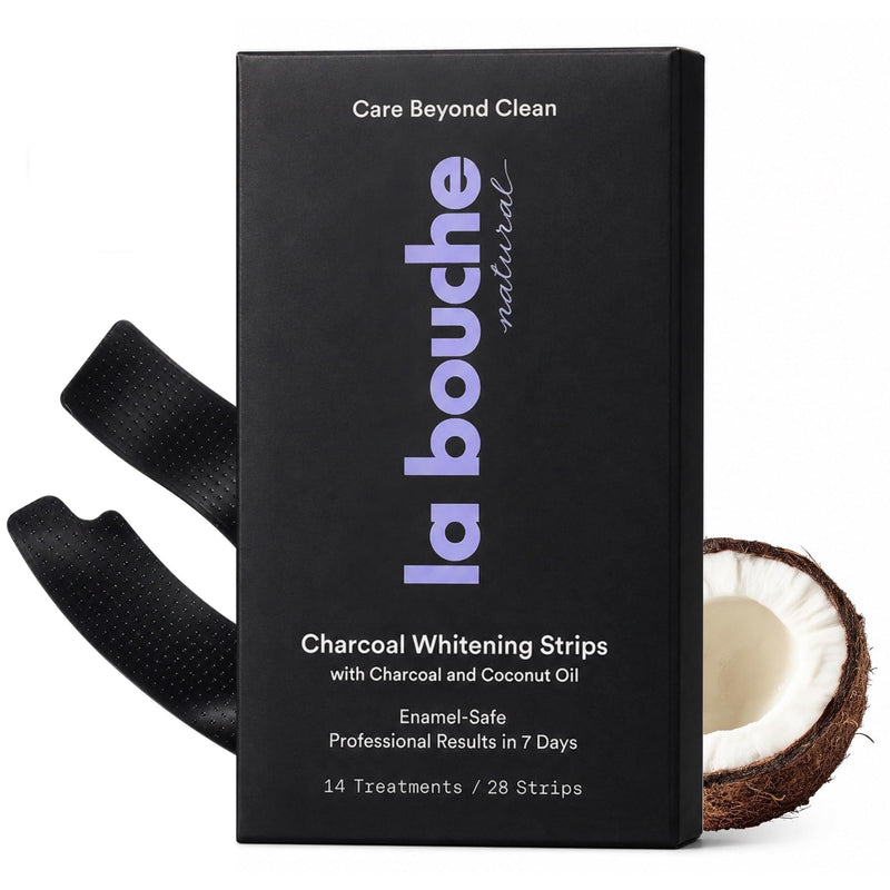Charcoal Teeth Whitening Strips, Non-Slip, 14ct | Bamboo Charcoal & Coconut Oil gently lift surface stains. Peroxide-Free, Fresh Mint Flavor, 14 Treatments