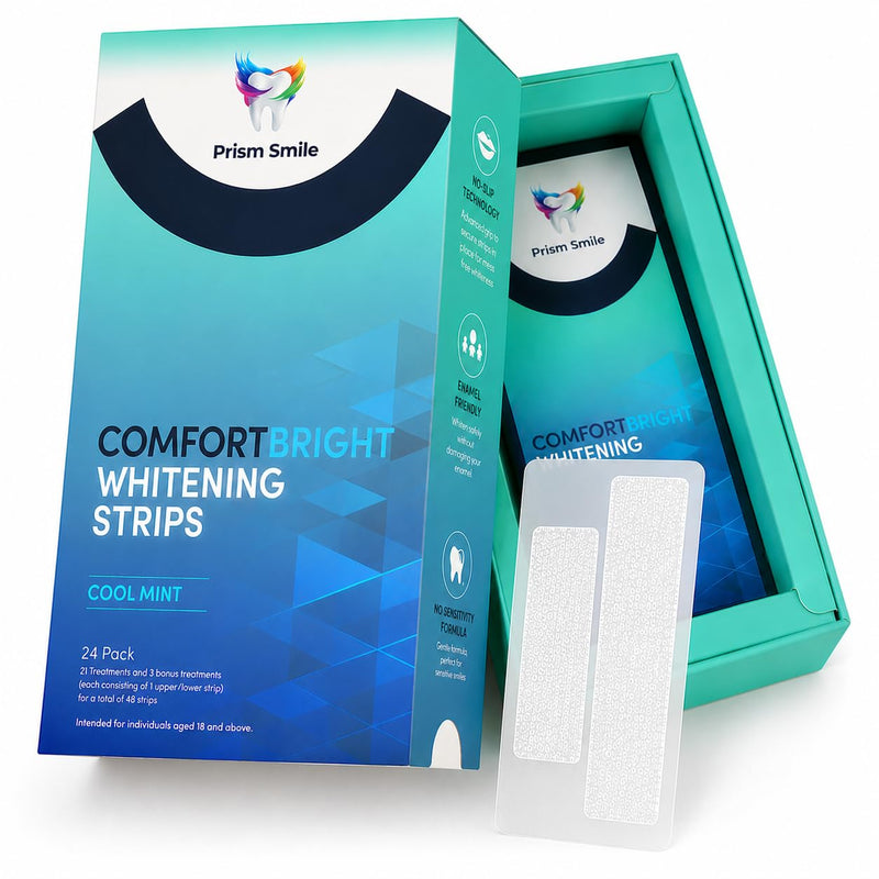 Teeth Whitening Strips, 48 Strips for 24 Treatments, 6% Hydrogen Peroxide Formula, Non-Slip Fit, Cool Mint Flavor, Helps Remove Surface Stains from Coffee, Tea, Wine and Tobacco