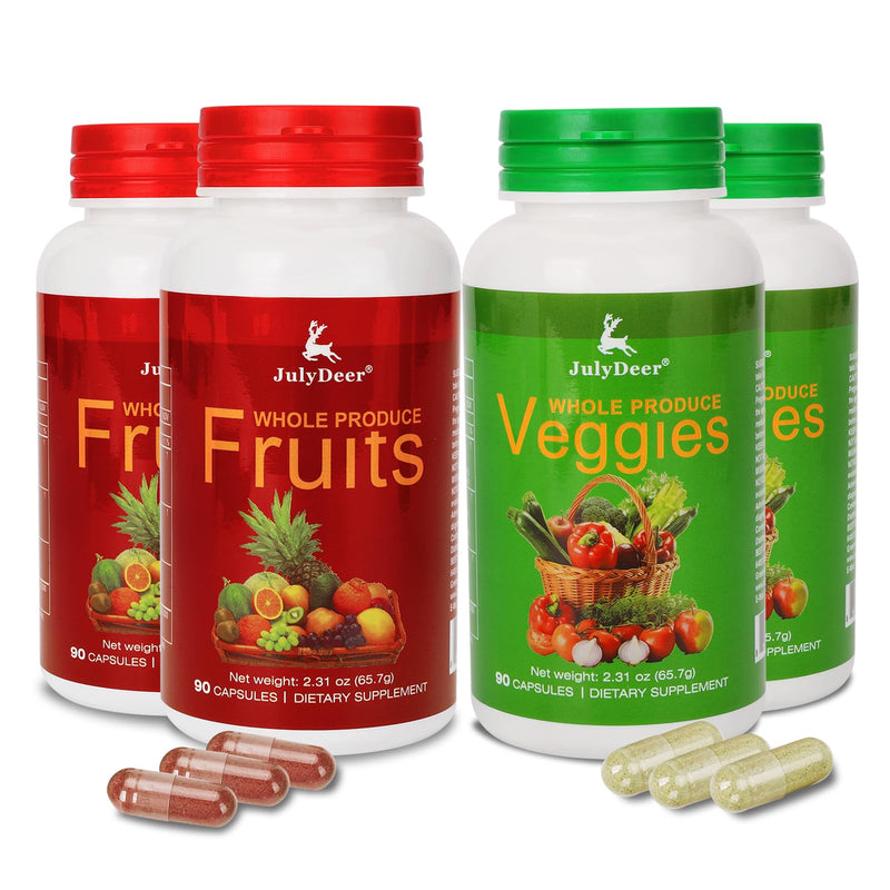 Fruit and Veggies Supplement Balance of Natural 16+18 Fruit & Veggies Blend | Ingredients Natural – 4 Bottles 360 Total Vegetarian Capsules | Fresh Superfood Formula with Vitamins and Minerals Veggie Fruit 2 Sets