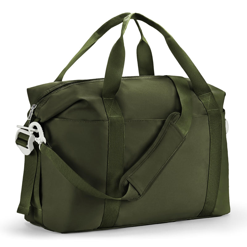 Percover Weekender Travel Duffel Bag for Women, Lightweight Soft-Structure 33L Carry-On, Water-Resistant Nylon with Shoulder Strap & Trolley Sleeve, Personal Item Friendly, Olive Green