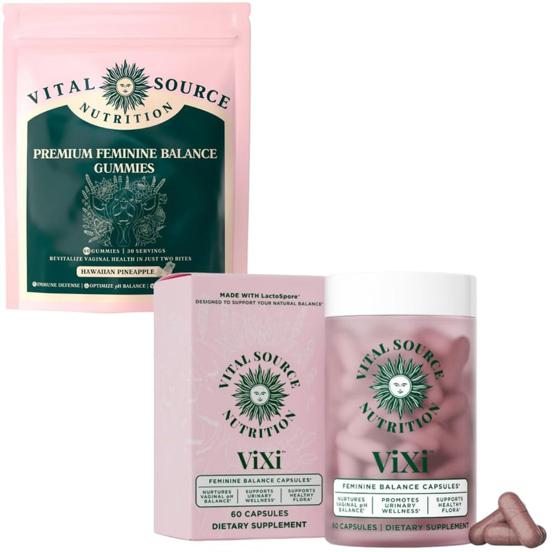 Vital Source Nutrition - Premium Feminine Balance Gummies & ViXi Feminine Balance Capsules - for Women’s Health & Wellness - 30 Servings