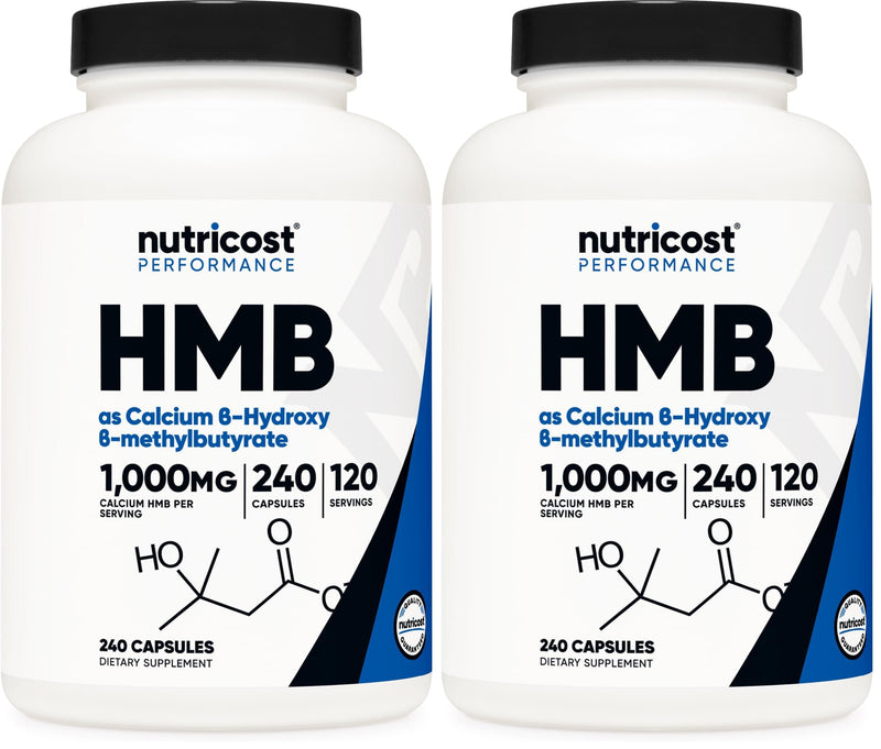Nutricost HMB (Beta-Hydroxy Beta-Methylbutyrate) 1000mg (240 Capsules) - 500mg Per Capsule, 120 Servings - Gluten Free and Non-GMO (Pack of 2) 240 Count (Pack of 2)
