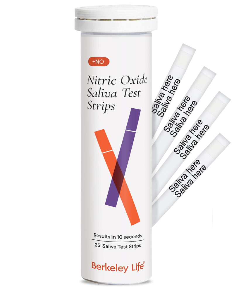 Berkeley Life Nitric Oxide Test Strips, 25 Count - At-Home Saliva Testing | Non-Invasive Kit to Assess Nitric Oxide Levels for Men & Women, Individually Sealed Strips 25 Count (Pack of 1)