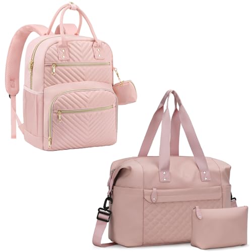 Pritent Travel Duffle Bag for Women + Diaper Bag Backpack (Pink)