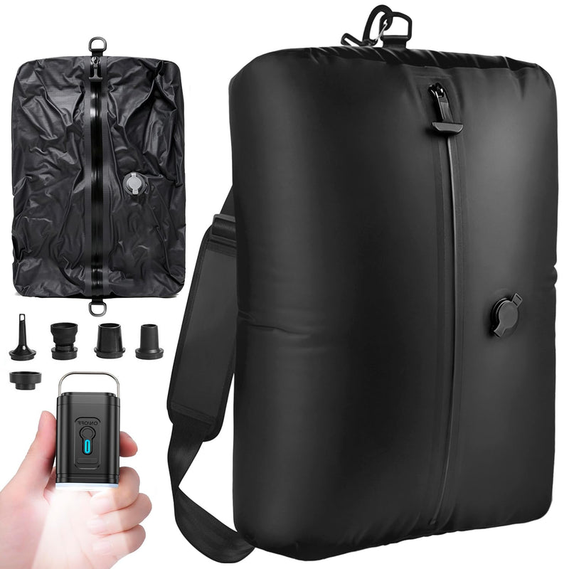 LONGHIKER Travel Vacuum Bags with Pump – Reusable Airless Space Saver Vacuum Storage Bags Compression Bag for Carry-On Suitcase & Backpack, IPX8 Waterproof TPU Vacuum Seal Bags for Clothing(1PC-34L) Black with Pump