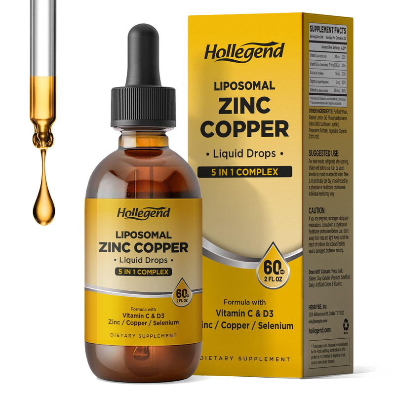 Liposomal Zinc Copper Liquid Drops, 50mg Zinc Picolinate with Copper, Vegan | Plus Selenium, Vitamin C&D3 for Immune & Thyroid Support, Fast-Absorbing Mineral Supplements for Men Women, 2 Fl Oz 2 Fl Oz (Pack of 1)