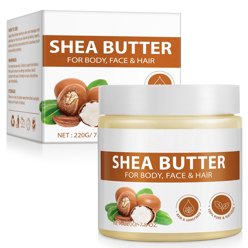 ZODENIS Raw Shea Butter Unrefined for Face Body Skin Hair, 100% Pure Natural Shea Butter Raw Moisturizing Dry Skin with Vitamin A, E & F for DIY Lip Balm, Hand Cream Shea Body Butter Soap 7.8 OZ