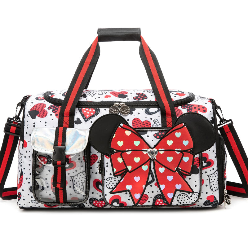 Kids Travel Duffle Bag for Girls Ages 6-8,Cute Bowknot Overnight Bag with Shoe Compartment,Lightweight Carry On Weekender for Sleepover,Gym,Family Trips Pink Cute Bowknot