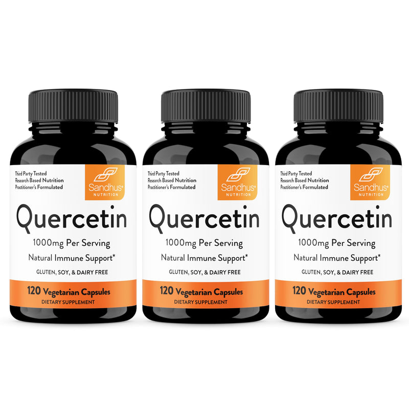 Sandhu's Quercetin 500mg Capsules 1000mg Per Serving 360 Ct Vegetarian | Immune Support Quercitin Supplements Gluten-Free Antioxidant For Circulatory Health 180 Servings By Sandhu's 120 Count (Pack of 3)