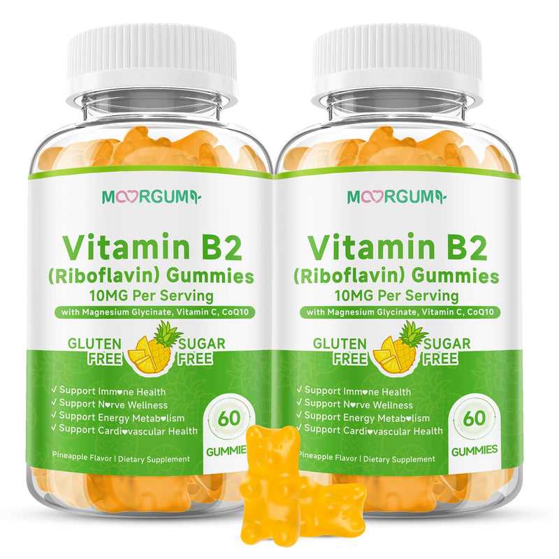 Vitamin B2 Gummies, 10mg Riboflavin Supplement for Kids & Adults, with Magnesium Glycinate, CoQ10 and Vitamina C, for Women and Men, Energy, Immune Wellness & Cellular Health Support, 120 Count 30 Count (Pack of 2)