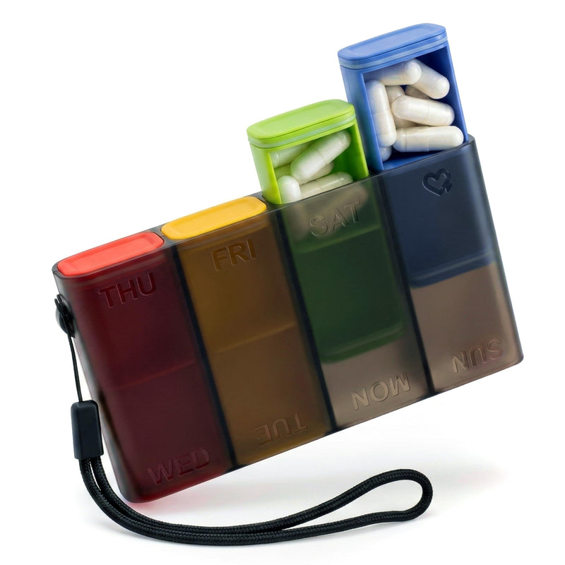 Travel Pill Organizer – Weekly Case for Once-Daily Use, Compact Pill Box 7 Day for Purse, Smooth Slide-Out Access, 8 Compartments for Daily Vitamins and Supplements, Easy to Use at Home or On the Go