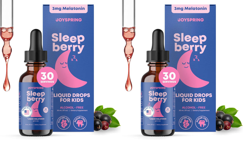 JoySpring SleepBerry Kids Melatonin 3mg Drops, Berry, 1 fl oz, 30 Ct (Pack of 2) 1 Fl Oz (Pack of 2)