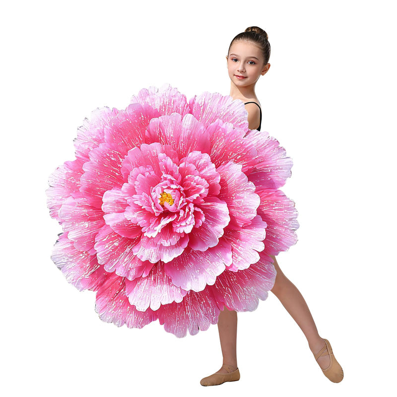 Peony Flower Umbrella for Girls Dance Performance Props Holding Flowers in Hand, Wide Application for Holiday gatherings Pink
