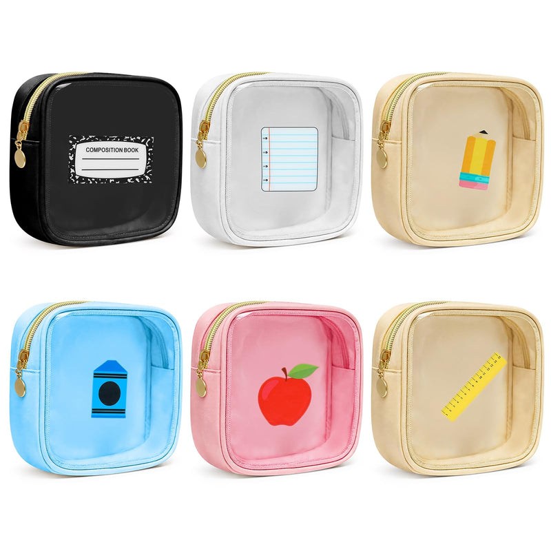 Sanwuta 6 Pack Clear Mini Makeup Bags, PVC Zipper Cosmetic Travel Pouches, Back to School Teacher Appreciation Gifts Portable Storage Organizer Small Classic