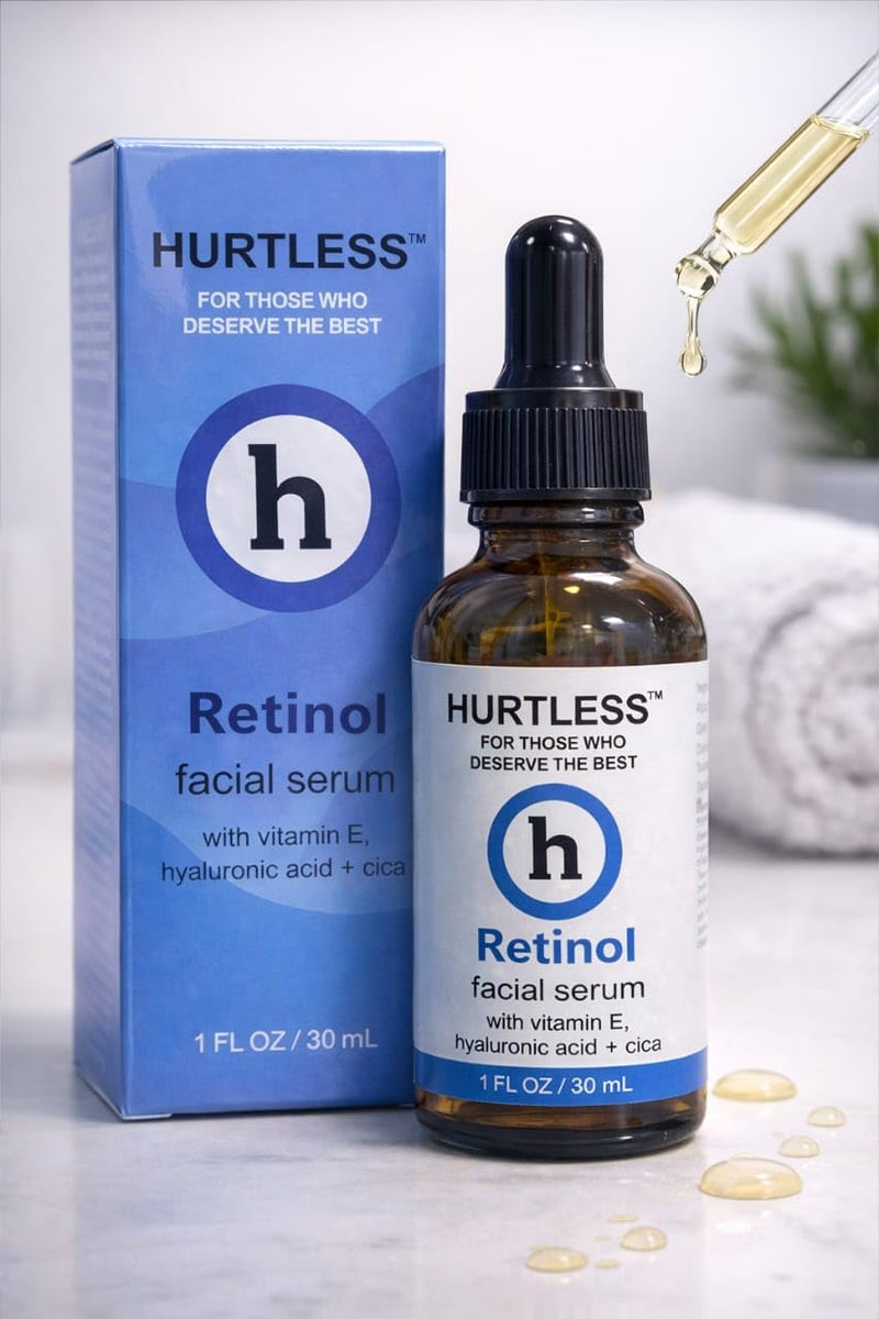 Retinol Face Serum with Hyaluronic Acid & Vitamin E – 1.01 fl oz/30 ml | 0.3% retinol serum with hyaluronic acid and vitamin E helps smooth fine lines, improve texture, and brighten uneven skin tone