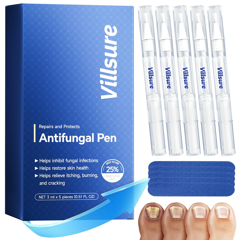 Toenail Fungus Treatment Extra Strength Pen with 25% Undecylenic Acid 5 Pcs | Nail Fungus Pens for Thick, Yellow or Damaged Nails, Formulated with Tea Tree Oils, along with Other Natural Ingredients