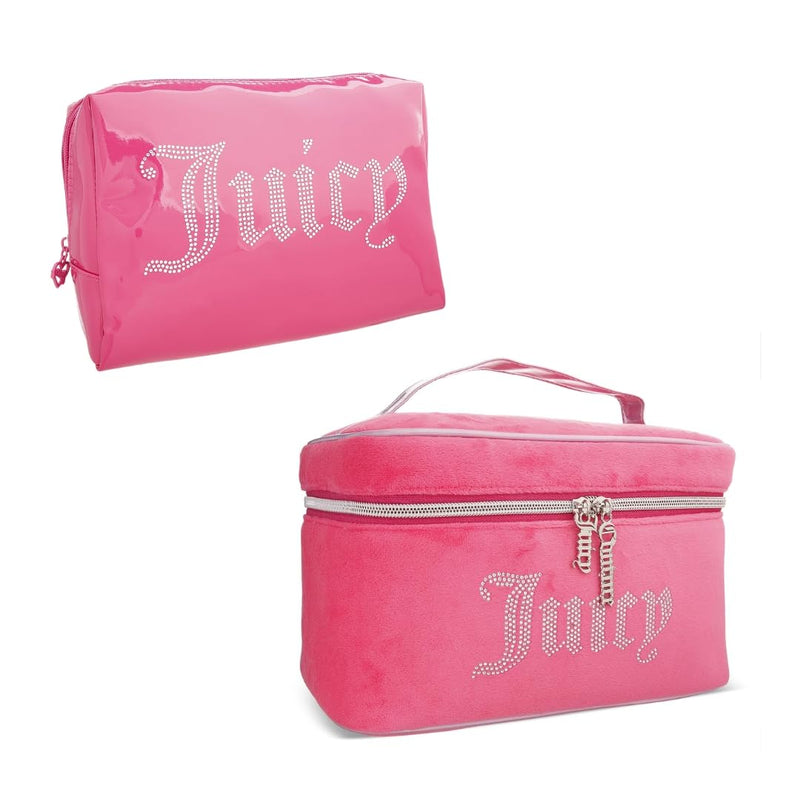 Juicy Couture Pink Rhinestones Makeup Bag Cosmetics Organizer Travel Essentials Set