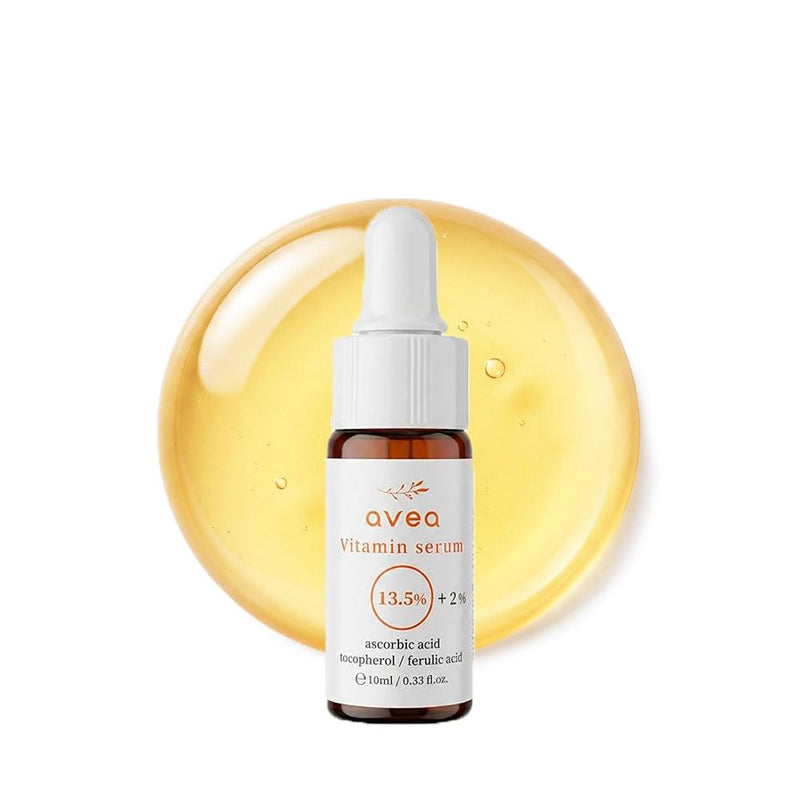 AVEA Vitamin Serum 16.5 – 13.5% Pure Vitamin C + Ascorbyl Glucoside, Vitamin E & Ferulic Acid – Radiance & Even-Tone Support – Lightweight, Non-Sticky Formula – 10ml / 0.33 fl oz