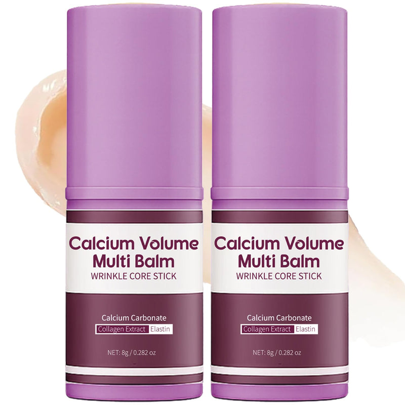 2Pcs Calcium Volume Multi Balm Stick, Korean Skin Care Moisturizing Balm with Vitamin, Almond & Vitamin E for Lip Eye Neck