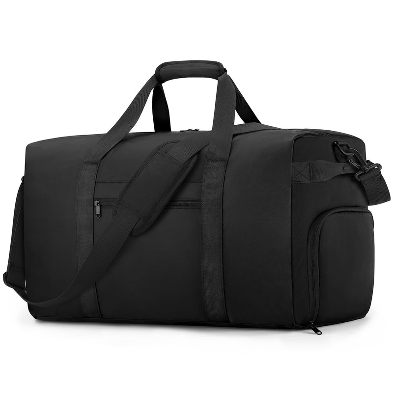Carry On Luggage 22x14x9 Airline Approved, 45L Gym Duffle Bag for Travel | Lightweight Travel Duffel Bags with Shoe Compartment, Carry on Weekender Overnight Duffle Bag for Men Women, Black