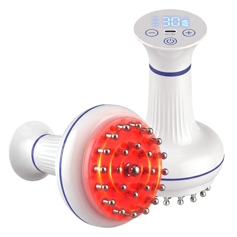 Lymphatic Drainage Massager & Anti Cellulite Tool, Cordless | Red Light, Vibration & Heat, Reduce Stretch Marks, Body Sculpting Machine for Legs, Arms & Stomach, 30 Levels, 3000mAh