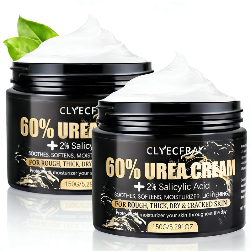 2Pack 60% Urea Cream for Feet & 2% Salicylic Acid for Deep Hydration-300g | Urea Cream 60 Percent for Feet & Hands-Maximum Strength Moisturizer for Rough,Dry,Thick & Cracked Skin,Callus Remover 5.29 Ounce (Pack of 2)