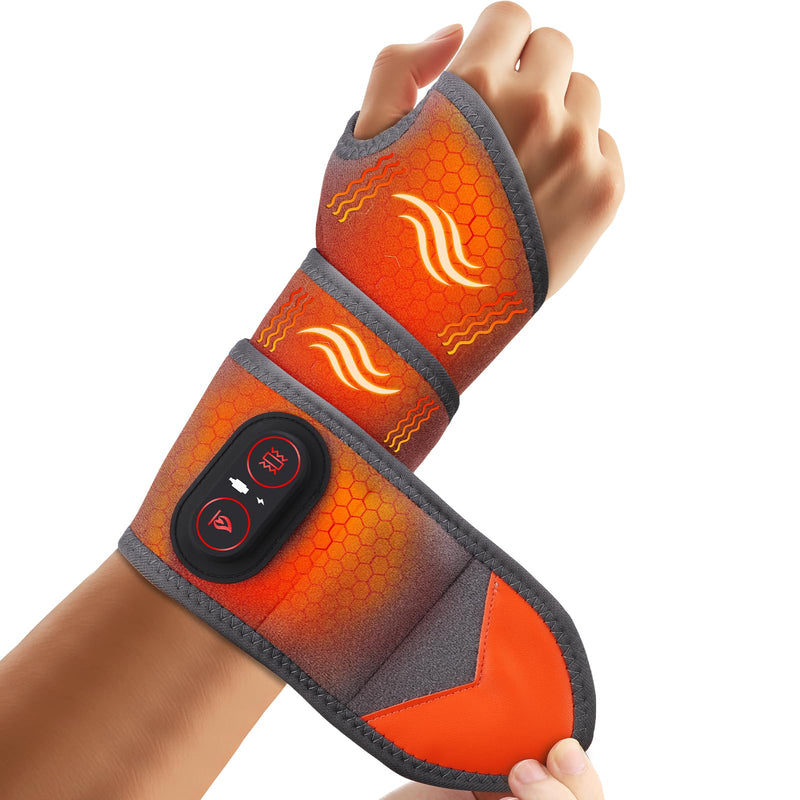 Cordless Wrist Heating Pad with Massage, Red Light Heated Wrist Brace for Pain Relief, Rechargeable Heated Wrist Brace for Carpal Tunnel, Women and Men Wrist, Hand, Arm, Ankle