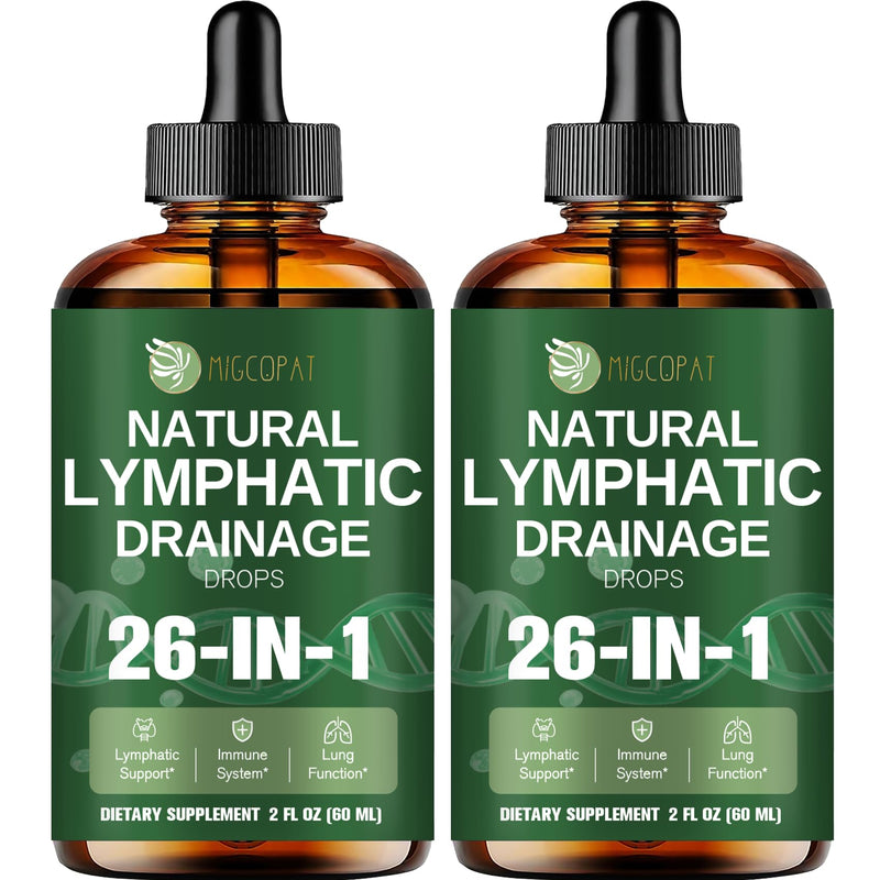 26-in-1 Liposomal Lymphatic Drainage Drops, Echinacea, Turmeric, Elderberry, Dandelion, Vitamins and Mullein Drops for Lungs, Lymphatic, Immune Support, Liver Cleanse Detox & Repair, 4 fl oz 2.1 Fl Oz (Pack of 2)