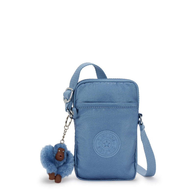 Kipling Women's Tally Minibag, Lightweight Crossbody Mini Bag, Nylon Phone Bag Crystal Sapphire Met 4.25''L x 6.75''H x 0.75''D