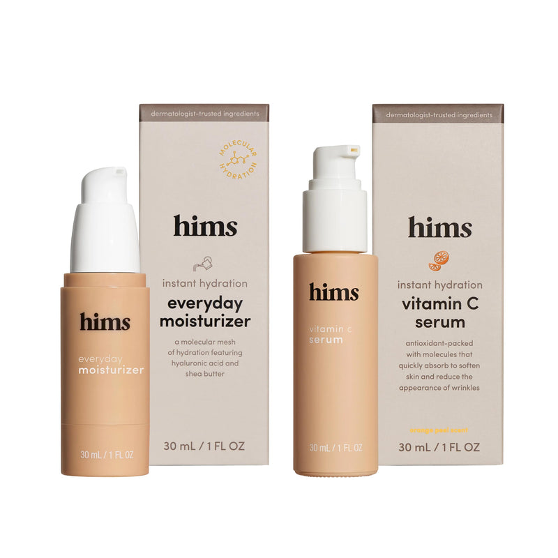hims Everyday Moisturizer for Men, Hyaluronic Acid, 1 Fl Oz | Lightweight, Hydrating Men's Face Moisturizer with Hyaluronic Acid and Shea Butter, Paraben-Free, Includes Vitamin C Serum